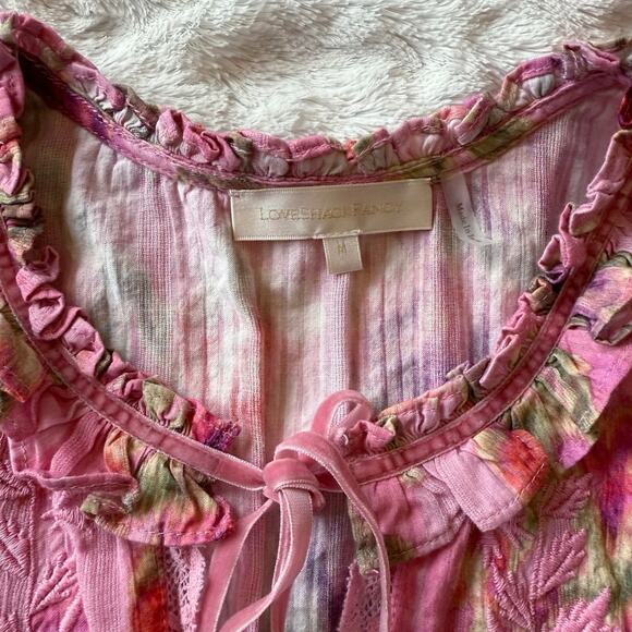 LoveShackFancy Clarkie Long Sleeve Pink Floral Print Mini Dress size Medium - Picture 11 of 16